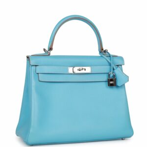 Hermes Kelly 28 Retourne Celeste Candy Epsom Palladium Hardware