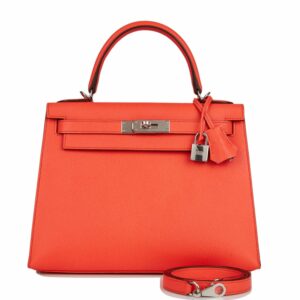Hermes Kelly 28 Sellier Rose Texas Epsom Palladium Hardware