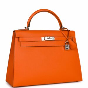 Hermes Kelly 32 Sellier Feu Epsom Palladium Hardware