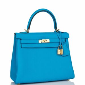 Hermes Kelly 25 Retourne Bleu Zanzibar Togo Gold Hardware