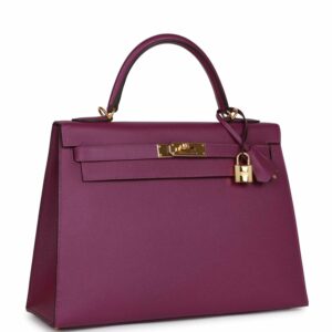 Hermes Kelly 32 Sellier Anemone Epsom Gold Hardware