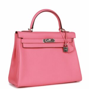 Hermes Kelly 32 Retourne Rose Azalee Clemence Palladium Hardware