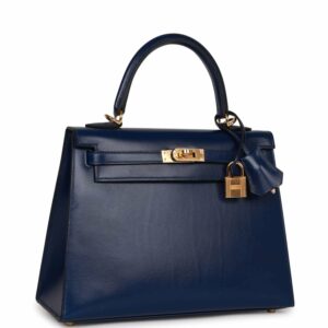 Hermes Kelly 25 Sellier Bleu Saphir Box Gold Hardware
