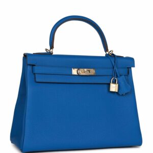 Hermes Kelly 32 Retourne Bleu Royal Verso Togo Permabrass Hardware