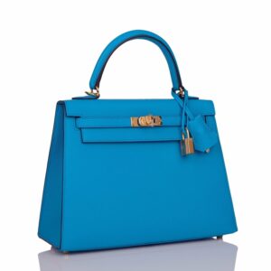 Hermes Kelly 25 Sellier Bleu Frida Epsom Gold Hardware