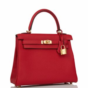 Hermes Kelly 25 Retourne Rouge Casaque Togo Gold Hardware