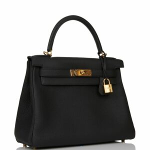 Hermes Kelly 28 Retourne Black Togo Gold Hardware
