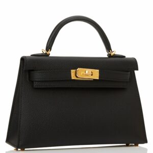 Hermes Kelly 20 Sellier Black Epsom Gold Hardware