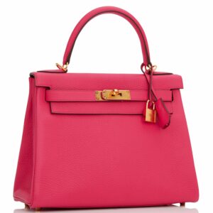 Hermes Kelly 28 Retourne Rose Extreme Clemence Gold Hardware