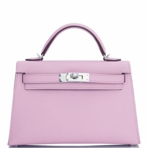 Hermes Kelly 20 Sellier Mauve Sylvestre Epsom Palladium Hardware