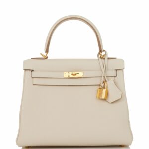 Hermes Kelly 25 Retourne Craie Togo Gold Hardware