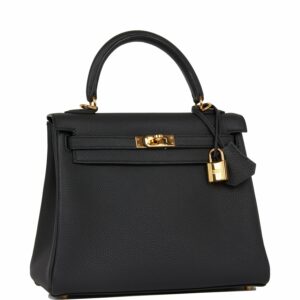 Hermes Kelly 25 Retourne Black Togo Gold Hardware