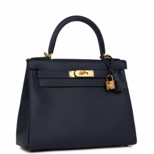 Hermes Kelly 28 Retourne Bleu Nuit Evercolor Gold Hardware