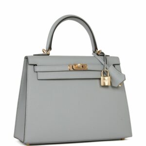 Hermes Kelly 25 Sellier Bleu Glacier Verso Epsom Permabrass Hardware
