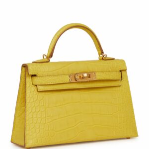 Hermes Kelly 20 Sellier Mimosa Matte Alligator Gold Hardware