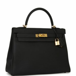 Hermes Kelly 32 Retourne Black Togo Gold Hardware