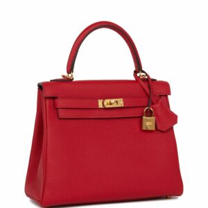 Hermes Kelly 25 Retourne Rouge Casaque Togo Gold Hardware