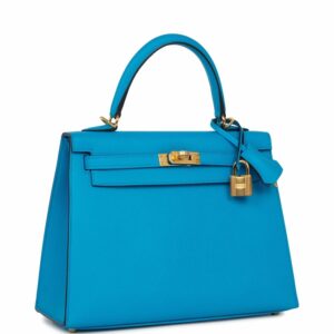 Hermes Kelly 25 Sellier Bleu Frida Epsom Gold Hardware