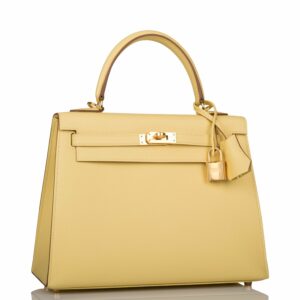 Hermes Kelly 25 Sellier Jaune Poussin Epsom Gold Hardware