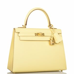 Hermes Kelly 25 Sellier Jaune Poussin Epsom Gold Hardware