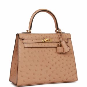 Hermes Kelly 25 Sellier Chai Ostrich Gold Hardware