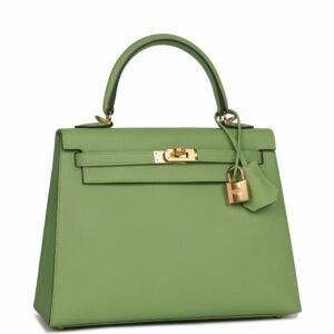 Hermes Kelly 25 Sellier Vert Criquet Epsom Gold Hardware