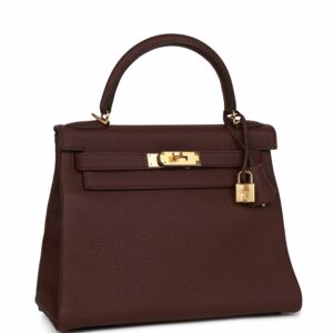 Hermes Kelly 28 Retourne Bordeaux Togo Gold Hardware