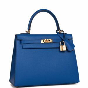 Hermes Kelly 25 Sellier Bleu France Epsom Gold Hardware