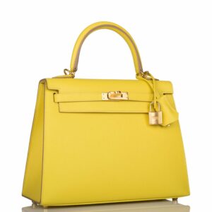 Hermes Kelly 25 Sellier Lime Epsom Gold Hardware