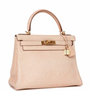 Hermes Kelly 28 Retourne Orange Dalmatian Buffalo Gold Hardware