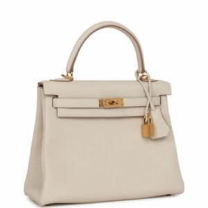 Hermes Kelly 25 Retourne Craie Togo Gold Hardware
