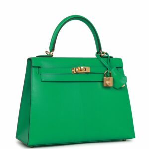 Hermes Kelly 25 Sellier Menthe Chevre Gold Hardware