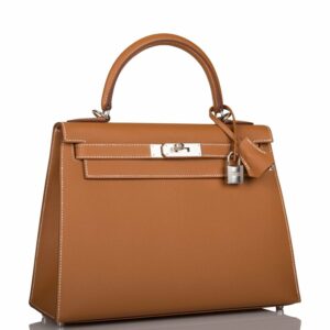 Hermes Kelly 28 Sellier Gold Epsom Palladium Hardware