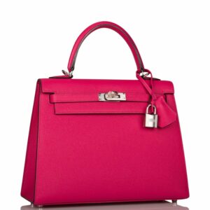 Hermes Kelly 25 Sellier Rose Mexico Epsom Palladium Hardware