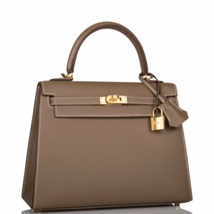 Hermes Kelly 25 Sellier Etoupe Epsom Gold Hardware