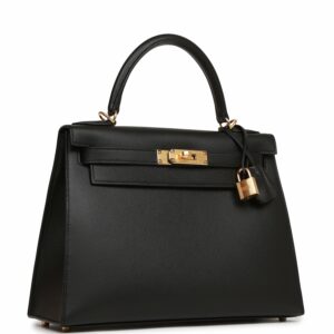 Hermes Kelly 28 Sellier Black Epsom Gold Hardware