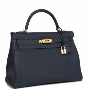 Hermes Kelly 32 Retourne Bleu Nuit Togo Gold Hardware