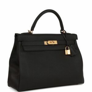 Hermes Kelly 32 Retourne Black Togo Gold Hardware