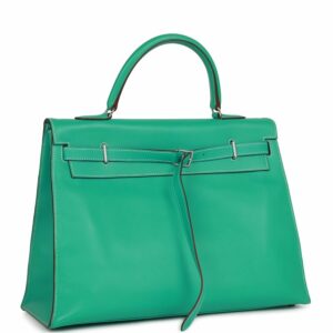 Hermes Kelly 35 Flat Lagoon Swift Palladium Hardware