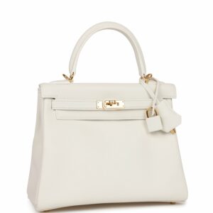 Hermes Kelly 25 Retourne White Swift Gold Hardware