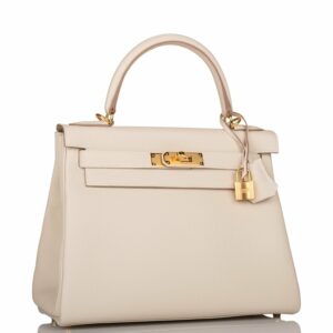 Hermes Kelly 28 Retourne Craie Togo Gold Hardware