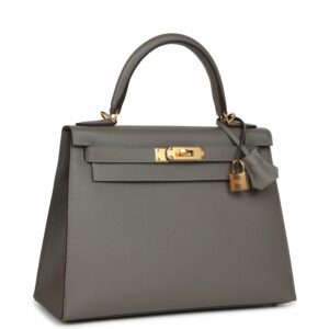 Hermes Kelly 28 Sellier Gris Meyer Epsom Gold Hardware