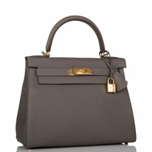 Hermes Kelly 28 Retourne Etain Togo Gold Hardware