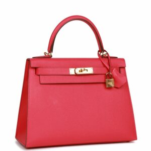 Hermes Kelly 28 Sellier Rose Extreme Epsom Gold Hardware