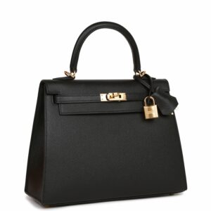 Hermes Kelly 25 Sellier Black Epsom  Gold Hardware