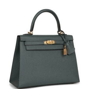 Hermes Kelly 25 Sellier Bleu Orage Epsom Gold Hardware