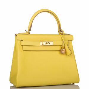 Hermes Kelly 28 Retourne Lime Evercolor Gold Hardware
