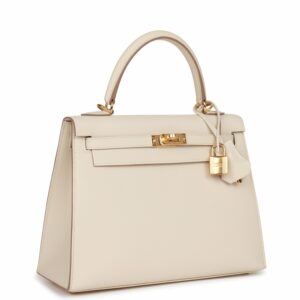 Hermes Kelly 25 Sellier Craie Epsom Gold Hardware