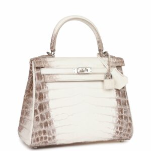Hermes Kelly 25 Retourne Himalaya Niloticus Crocodile Palladium Hardware