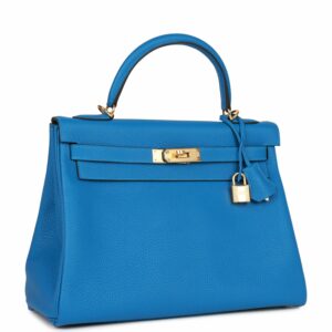 Hermes Kelly 32 Retourne Mykonos Clemence Gold Hardware